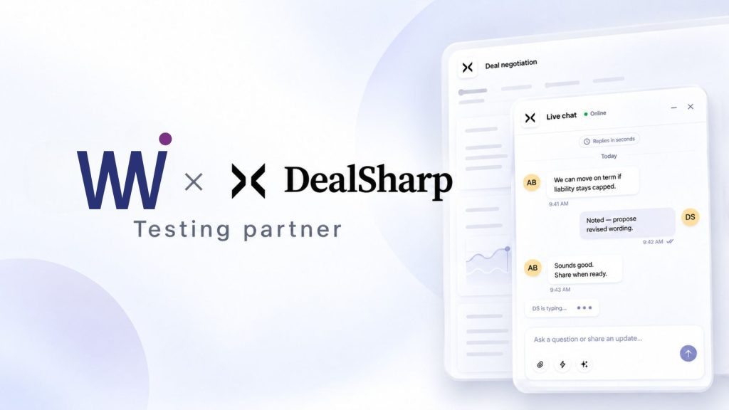 WNI and DealSharp – testing partners, with a screenshot of the DealSharp platform.